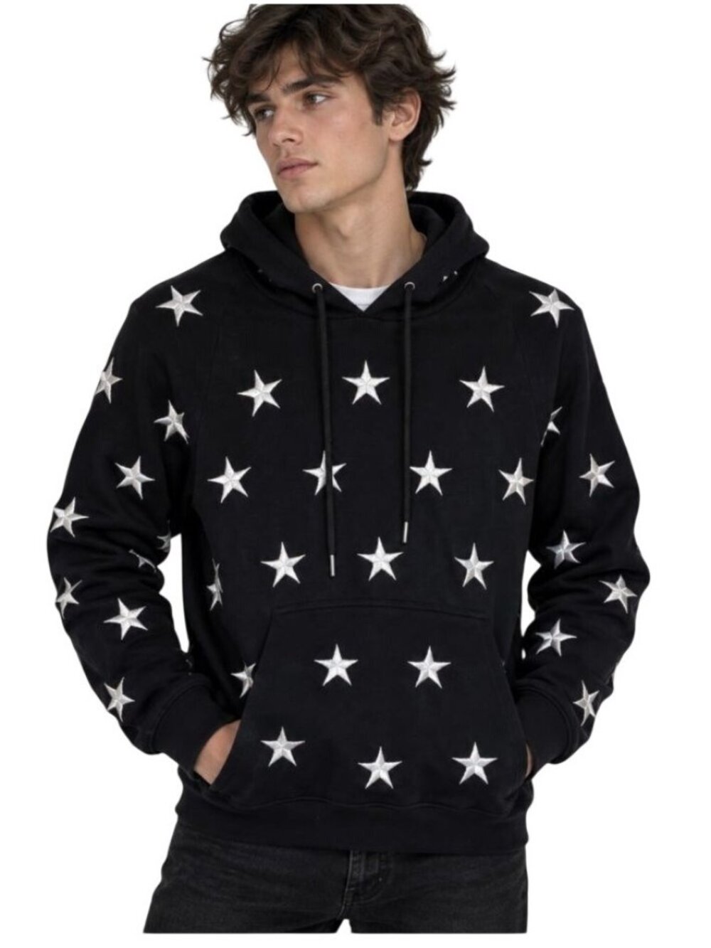 Sandro Paris Star Overprint Hoodie Navy Blue  - Size S